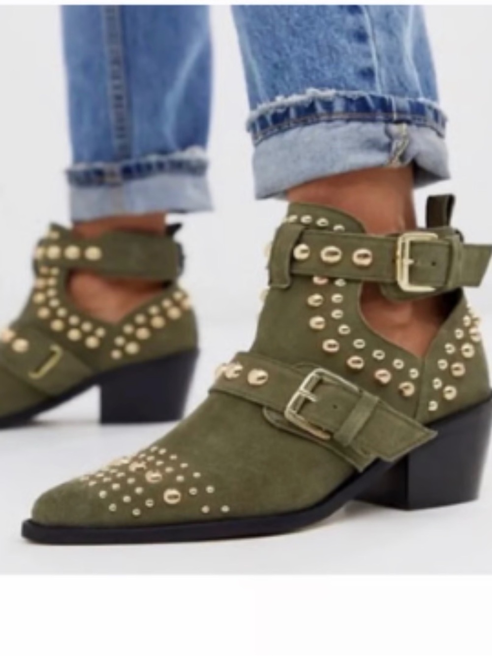 Kurt Geiger London Sybil Micro Suede Studded Ankle Booties
